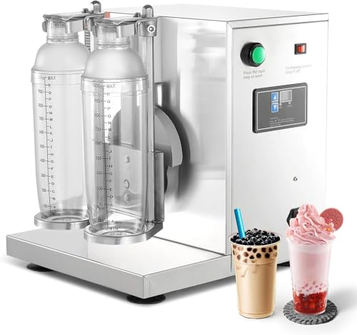 Coctelera De Té Con Leche, Máquina Mezcladora De Batidos De Leche Ajustable De 0-60 S, 120W400r/minCoctelera Eléctrica De Té Con Leche De Doble , Máquina Agitadora Automática De Acero Inoxidable