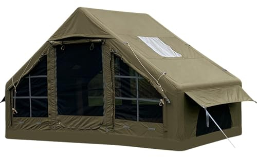 Miuxe Aufblasbares Luftzelt Mit Pumpe, 2–3 Personen, Einfach Aufzubauen, 2 Türen Und 6 Fenster, Outdoor-Campingzelt Mit Vordach, Große Familienzelte Mit Mehreren Räumen