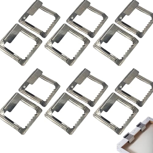 Satz mit 12 Stück Aufhäng für Keilrahmen, Bilderrahmenhaken, 39 x 38 x 15mm Metall-Keilrahmen, zum Aufziehen und Aufhäng