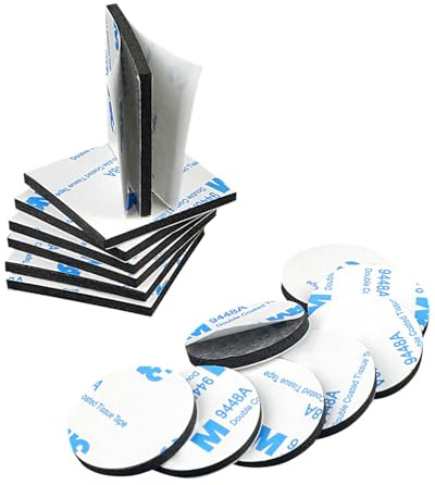 Uniclife 40 Pcs Double Sided Adhesive Foam Pads - Extra Strong, Waterproof, Heavy Duty Mounting Tapes for Home, Office, Car, School - Square & Round, Black