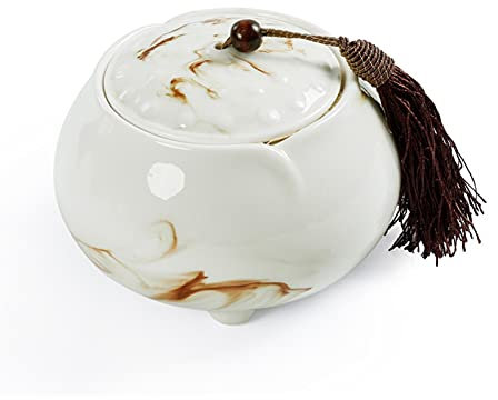 CTRSM Chinese tea caddy,Ceramic jar, Tea Caddy Ceramic Sealed Can Tea Set Tea Package Box Ceramic Pot s Ceramic Container Tea Storage Tea Jar Loose Tea Storage Containers(White yellow)