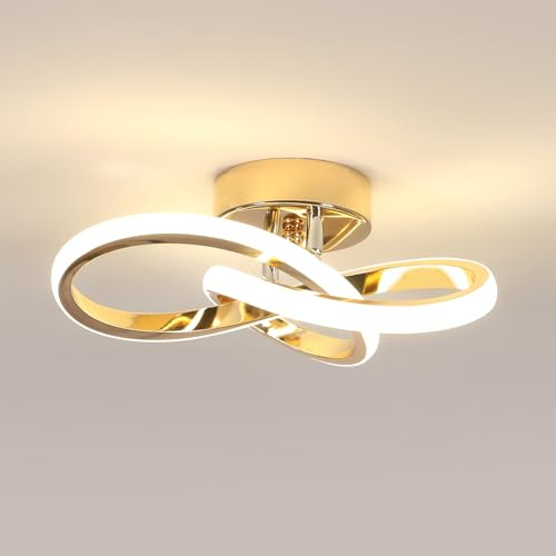 DELIPOP LED Deckenleuchte Gold, Deckenlampe Küche Modern Design 22W 4500K | LED Lampen Deckenlampen für Schlafzimmer Küche Esszimmer Flur