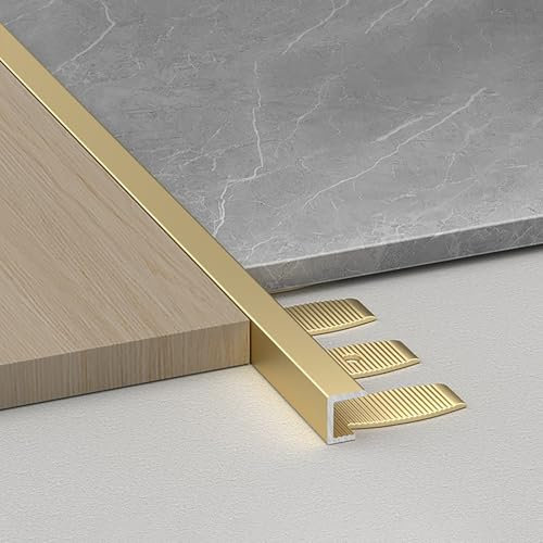 Raouoae Langlebige Übergangsschiene Für Fliesenkanten 90 cm* 3 Stück Biegbar Eloxiertes Aluminium Für Boden Und Wandübergänge Ideal Für Küche Und Bad(Gold,High:8.3mm)