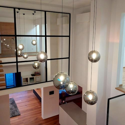 s.luce Orb Glaskugel Galerieleuchte 5m Abhängung Schwarz Galerielampe Hängelampe Orb/Farbverlauf, Farbe:Weiß, Größe:Ø 30cm