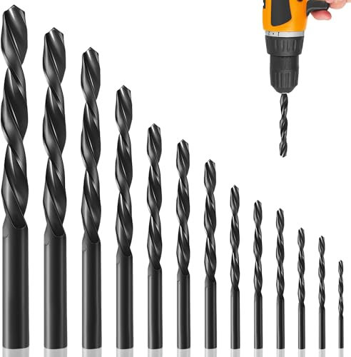 13 PCS Twist Drill Bit Set, Industrial StrengthMetal Drill Bits for Hard Steel, Professional Metal Drill Bits Set for Porcelain/Glass/Brick/Plastic/Cement/Wood/Tile/Etc, 1.5mm-6.5mm