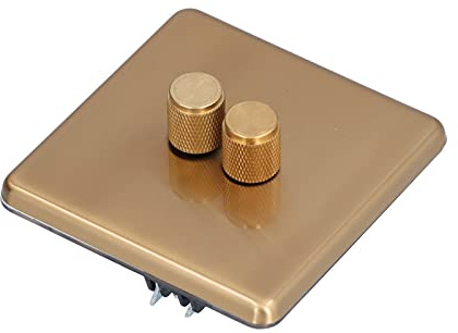 ZASCHMOY Eleganter LED Dimmer Light Switch Gebürstetes Messing Finish Langable Knopftyp für Home Verwenden Sie AC220V Scratch Proof Design (Doppelt dimmen)