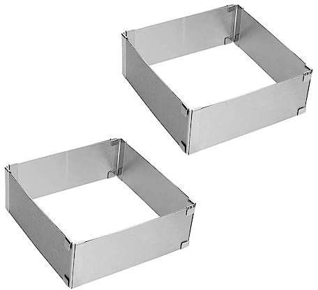 HOLIDYOYO 2pezzi Stampo da Forno Quadrato in Acciaio Teglia per Torte e Dolci Facile da Usare e Pulire per Cucina e