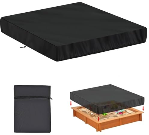 ARTGUTS Telo di copertura per sabbiera, 200 x 200 x 20 cm, impermeabile, sabbia con coulisse, colore nero, 210D Oxford, protezione antipioggia, antivento, antipolvere per sabbiera e piscina