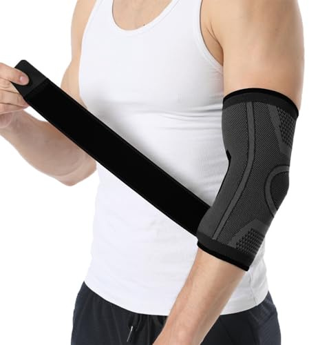 NuVigor 2 Pack Elbow Support Strap for Men & Women, Adjustable Compression Sleeves for Tennis & Golfers Elbow, Elbow Brace for Weightlifting Tendonitis Joint Pain Relief Arthritis Gym Golf Sports