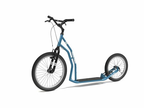 YEDOO Three Y40 Tretroller - Kickscooter für Erwachsene mit Luftreifen 20/16 und Tragfähigkeit bis zu 150 kg. Scooter Roller mit verstellbarem Lenker. Schwarz (Blue)