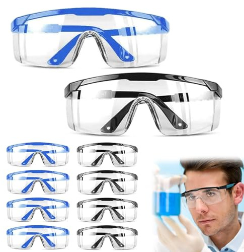 technodry Gafas de Seguridad Transparentes - Paquete de 10 Unidades Antivaho y Antirrayaduras - Protección Ocular para Trabajo y Actividades al Aire Libre