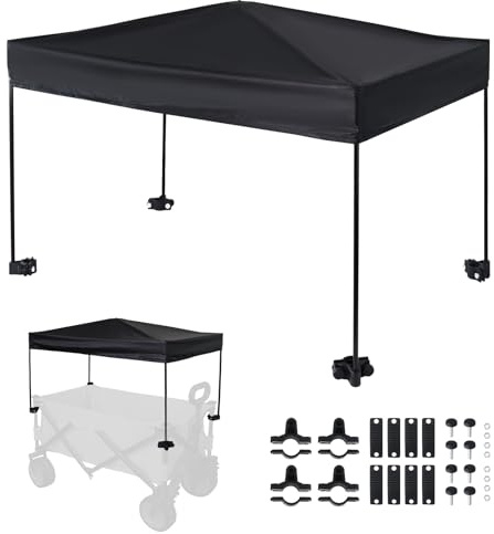 Acclcors Bollerwagen Dach Sonnendach, Faltbares Wasserdichter Handwagen Dach Tragbarer Bollerwagen Dach für Camping, Picknick, Angeln(L76*W50*H45CM)