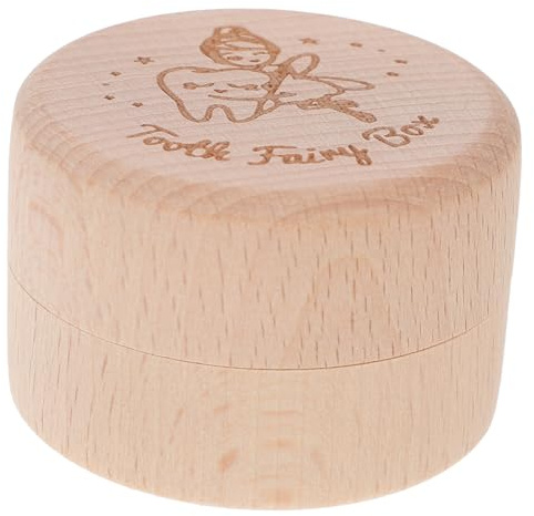Hemobllo Caja para Dientes de Leche Infantil de Madera Natural Estuche para Guardar Dientes y Mechones de Niña Caja de Recuerdos Resistente y Sellada para Niñas