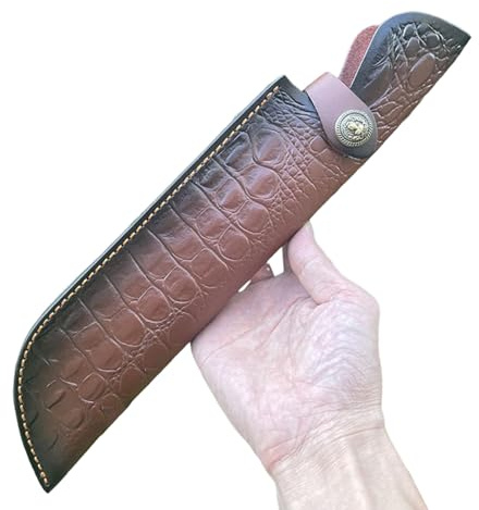 FHUILIJH Medieval Retro Men's Sword - Two-Layer Cowhide Knife Sheath and Dagger Case - Halloween Dress Up for Men Women,Brown,35cm