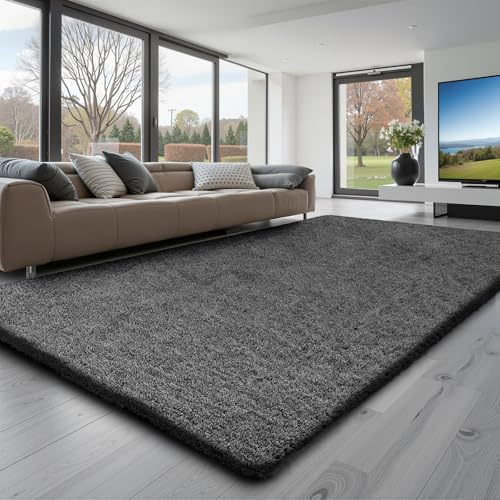 VEVOR Alfombra de Pelo Largo, Mullida, de Triple Capa, Forma Rectángulo, Ideal para Salón, Dormitorio y Jardín de Invierno, Suave, Antideslizante y sin Pelusa, Color Gris, 2438 x 1524 x 42 mm