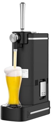 WRJAHCG Draft Beer Dispenser, Double Beer Dispenser, Tabletop Electronic Draft Beer Tap Dispenser, Home Bar Draft Beer System, for Bottle And Can, Gift for Men,[B] Black + Silver