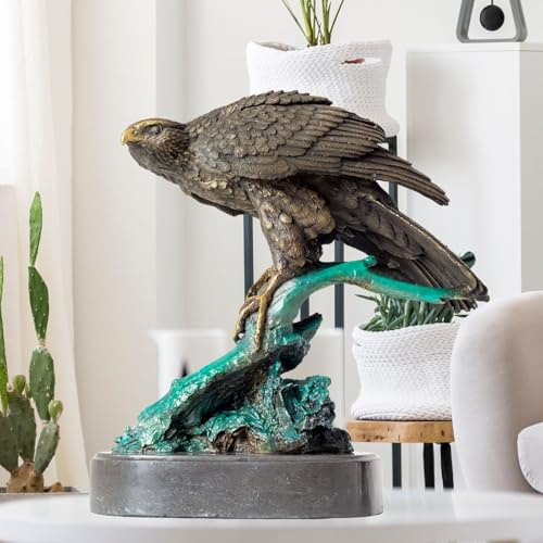 MILY-ART Bronze-Adler-Statue auf Marmorsockel, handgefertigt, Bronze-Wildtier-Skulptur für Zuhause und Büro, Elegante Adler-Figur und künstlerisches Sammlerstück, 30 cm