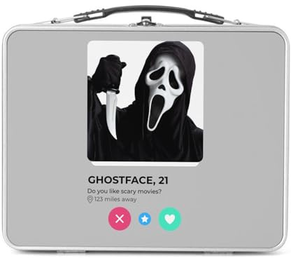 Fabulous Lunch Box in metallo argentato per sandwich e snack - Ghostface Film Horror Network Social Incontri Amour - Scatola da gustare in alluminio ciotola rigida in stile retrò stampata in Francia
