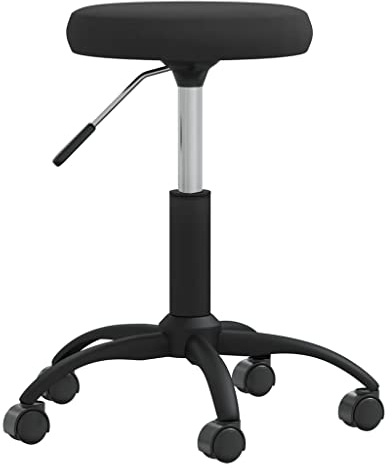 Ordellia Tabouret de massage en velours noir, hauteur réglable avec roulettes, rotation à 360 degrés, ressort à gaz, acier revêtu par poudre, pour salon, bureau, café et maison