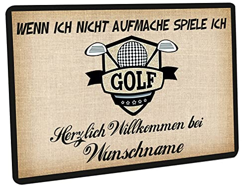 Crealuxe Fußmatte personalisiert - robuste, rutschfeste Fussmatte für Außen & Innen - waschbar - Fußabtreter Türmatte für aussen & an der Haustür - 60x40cm - Wenn ich Nicht aufmache Spiele ich Golf