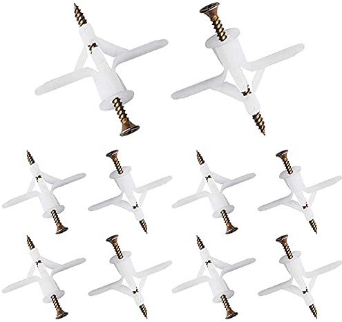 YIXISI Tapones y tornillos de pared de cartón-yeso, 100 Uds. Soportes de pared rugosa de cavidad de paneles de yeso, tubo de expansión Tapón de nylon, Tornillos de montaje