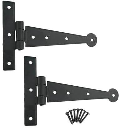 Hand Forged Tee Hinge Strap T Hinge Beeswax Black Wrought Iron Penny End Finish Sold in Pairs New (6)