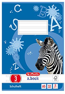 herlitz Schulheft x.book A5, Lineatur 3, 3. Klasse, liniert, 32 Blatt, 5 Stück