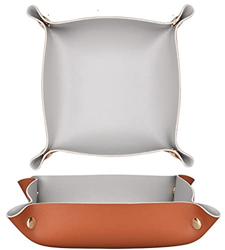DUNAKE Taschenleerer Leder,Leder Schlüsselschale,Ordentlich Tablett,Valet Tray,Taschenleerer Leder—Suitable for All Kinds of, Christmas, Valentine's Day, Halloween, Easter(2 pcs)