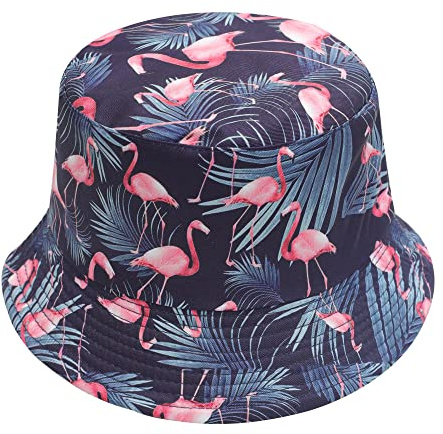ZLYC Männer Frauen Sommer Fischerhüte Obst Hut, Flamingo Marineblau, One Size