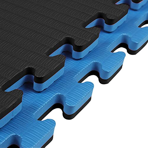 Sportmatte -Tatami- 1x1m Kampfsportmatte, EVA Kampfsportmatten (2 cm, schwarz/blau)