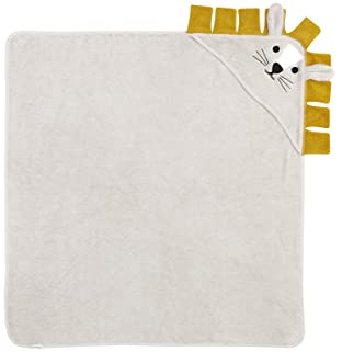 Kindsgut Baby Kapuzenhandtuch Löwe, 100% Baumwolle, 100 x 100 cm | Weiches Babyhandtuch aus 100% zertifizierter Baumwolle mit Tierkapuze – für Bad, Schwimmbad und Strand
