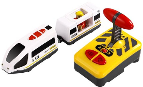 NUOBESTY Electric Train Toy Set Battery Operated Action Locomotive Train Vehicles Engine Travel Train Models for Wooden Tracks Kids Toy (No Battery)