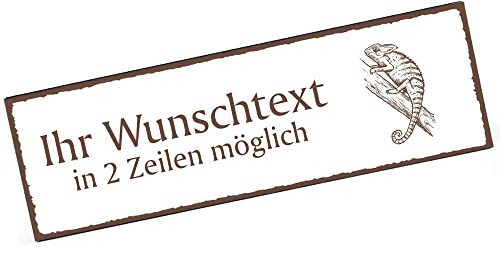 Türschild Chamäleon Namensschild personalisiert mit Gravur- 150mm x 50mm - selbstklebend