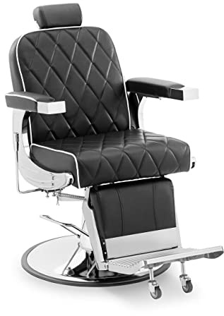 Physa Physa Foxley - Silla de peluquería con reposacabezas y reposapiés, 58-71 cm, 150 kg, inclinable, Color Negro