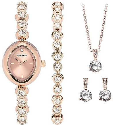 Sekonda Dress Gift Set Ladies 19mm Quartz Watch in Rose with Analogue Display, and Rose Gold Alloy Strap 49035