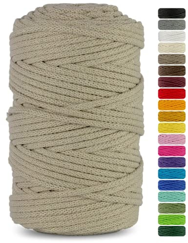 Netuno 1x Kordel 5mm Hellbeige 200m für Schmuck & Untersetzer | Baumwollschnur mit Naturkern · hochwertig & reißfest – für Schlüsselanhänger, Armbänder, Makramee & Basteln