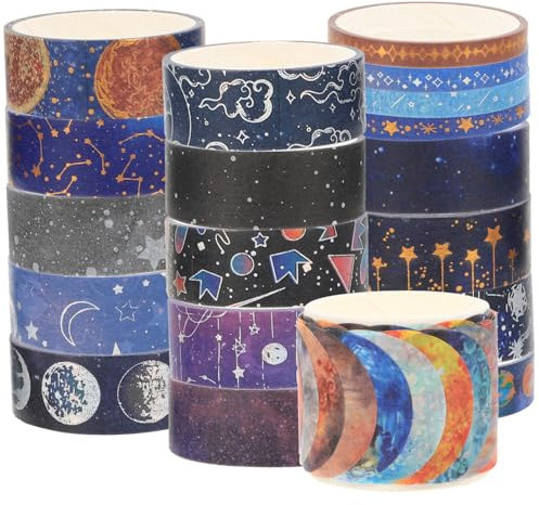 NUOBESTY 19 Rollen Sternenhimmel Washi Tape Klebebänder aus Papier Scrapbooking-Bänder aufkleber Magnetband neuartiges Washi-Tape Klebebänder für Sammelalben bronzieren Klebeband Notizbuch