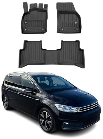 OMAC Fußmatten für VW Touran 2015-2026 TPE 3X Schwarz | 3D-Passform, Premium, Gummimatten, Automatten, Allwetter, fahrzeugspezifisches Produkt, Antirutsch, wasserdicht