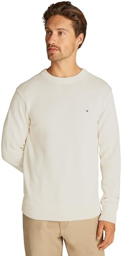 Tommy Hilfiger Jersey Hombre Chunky Cotton Crew Neck Jersey de Punto, Marfil (Ivory Petal), XL