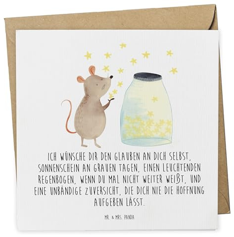 Mr. & Mrs. Panda Grußkarte Maus Sterne - Geschenk, Glückwunschkarte, Klappkarte, faltkarte, Geburt, anlasskarte, Geburtstag, doppelkarte, Kindergeburtstag, Lustige Sprüche, Schwangerschaft
