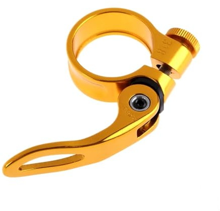Legierung Sattelklemme,Fahrrad Sattelklemme (2 Stück) 31,8 mm Schnellspanner for Fahrradsattel, Sattelstütze(Color:Gold)