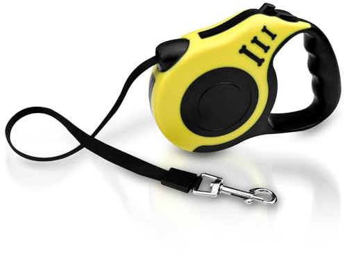 Ghazpmuk Rollleine, Hundeleine Mittelgroße Hunde, Leine Hund 5m, Ausziehleine Hund, Flexleine Verstellbar, Automatische Ausziehbare Leine Ziehen, Dog Leash Retractable für Hunde Bis 15 Kg Neongelb