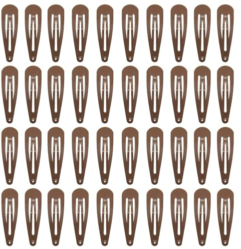 Lot de 40 barrettes à cheveux en métal pour fille - 5 cm - Pour femme - Accessoires de cheveux (marron)