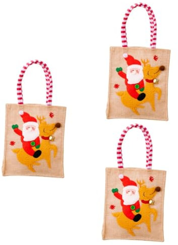 Cabilock 3 Piezas Bolsa de de Navidad Bolsas de Personalizadas Bolsas de favores de Fiesta Bolsas para Infantiles Christmas Bag Suministro de Navidad paño