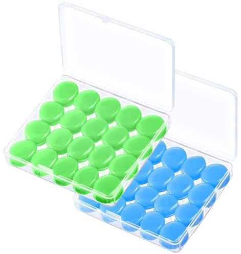 YSYONBOE Tapones Oídos Ruido Dormir, 20 Pares Tapones para Oídos de Silicona Reutilizables Impermeables Tapones para los oídos para Dormir, Nadar, Estudiar(azul+verde)