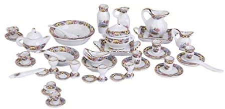 40pcs Juego de té de té en Miniatura Juego de té Mini Porcelana Tetera