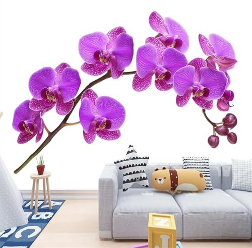 Fototapete Lila Orchideenzweig 150 x 105 cm Tapete Wandtapete Wanddeko Design Mustertapete Wand Dekoration Wohnzimmer Schlafzimmer Büro Flur
