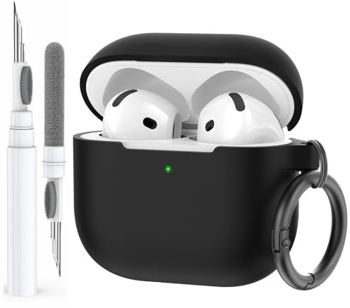 AhaStyle Coque AirPods 4 (2024) avec Kit Nettoyage Silicone Étui Protection pour AirPods 4ème Génération Anti-Rayures Housse pour Apple AirPods 4 Supportant Recharge USB-C et Recharge sans Fil