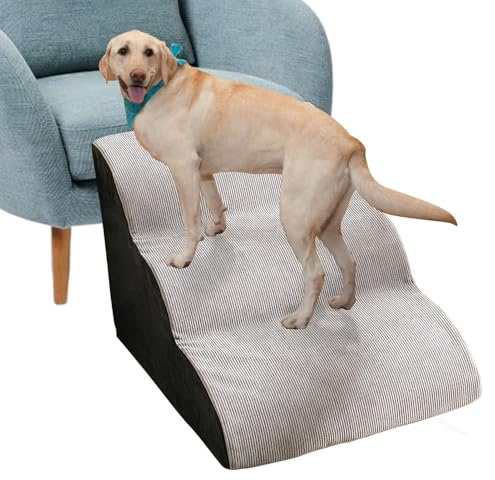 Hundetreppe mit 3-stufigen - 3-Stufen-Treppe mit Schwammneigung | Treppe für Hundebetten, Hundetreppe mit Flanellabdeckung, rutschfeste Treppe