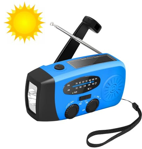 Radio meteorológica de emergencia: radio portátil de supervivencia, alarma de emergencia Sos | Radio Solar de manivela con batería recargable de 2000mah, Radio meteorológica Solar Am/fm/noaa con linte